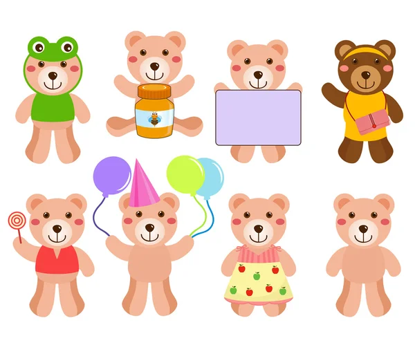 Cute Vector Bears in different positions — Stock Vector