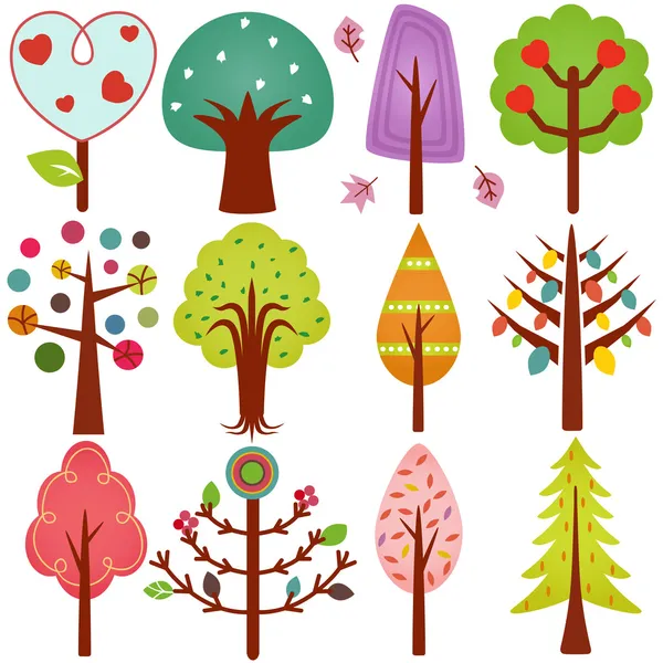 stock vector Sweet Retro Trees, Seamless background