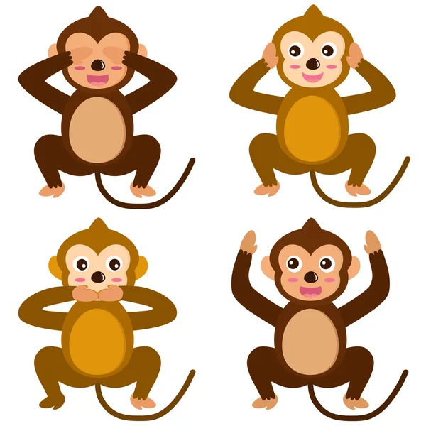 Affe - sehen hören nichts Böses sagen — Stockvektor