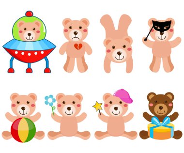 farklı pozisyonlarda tatlı vektör ayılar