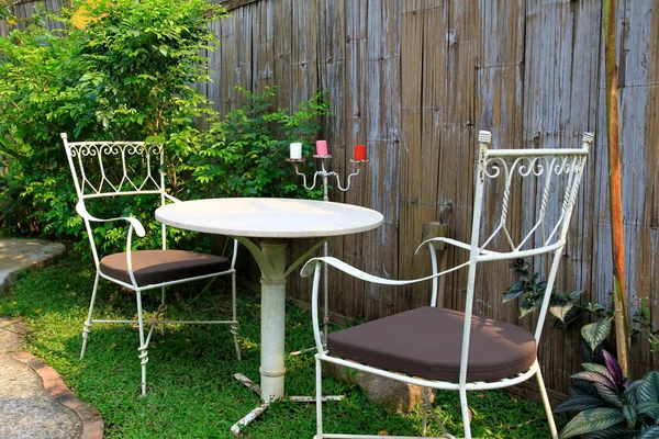 Outdoor furniture in the garden — Stock Photo, Image