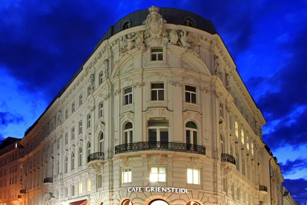 Cafe Griensteidl, famous coffee house in Vienna at night
