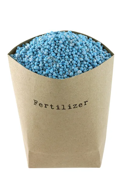 Una borsa piena di fertilizzante composto blu NPK — Foto Stock