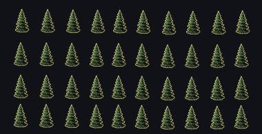 Siyah arkaplan mumunda Noel ağaçları