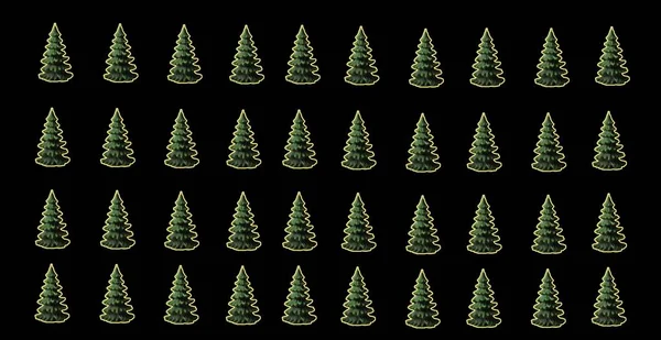 Siyah arkaplan mumunda Noel ağaçları
