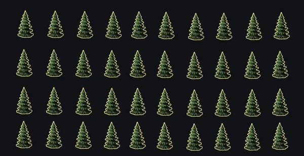 Siyah arkaplan mumunda Noel ağaçları