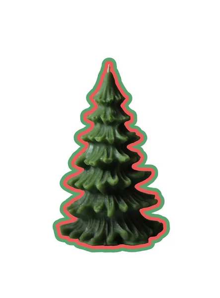 Beyaz arkaplan mumunda Noel ağacı