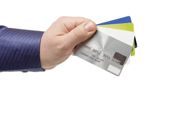 Bankkort i en mans hand — Stockfoto