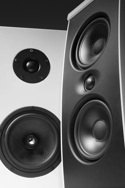 Two black and white speakers — Stock Photo, Image