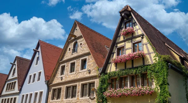 Вид Исторические Дома Города Ротшильд Дер Фабер Бавария Германия — стоковое фото