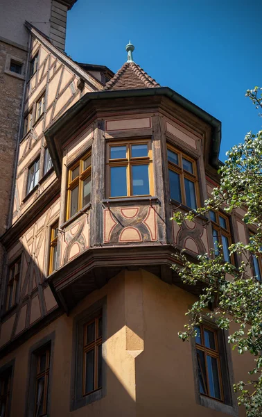 Окно Залива Эркерс Типичная Архитектурная Особенность Ротенбурге Дер Таубер Бавария — стоковое фото