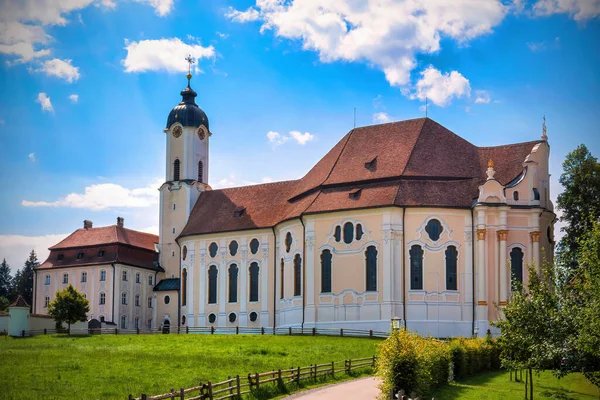 Chiesa Wies Tedesco Wieskirche Una Chiesa Ovale Rococò Nelle Alpi — Foto Stock