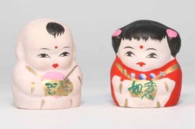 Çin netsuke erkek ve kız
