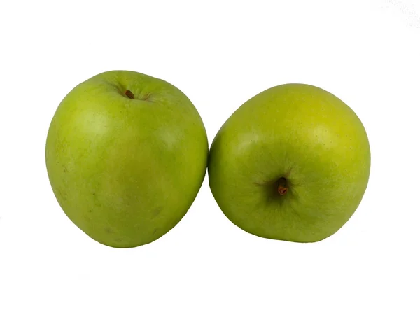 Zielone jabłka na biały — Zdjęcie stockowe