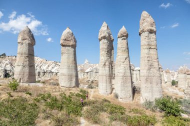 Uchisar Castle has been a member of UNESCO World Heritage List. Goreme, Cappadocia, Turkey. Tourist town with houses in Cappadocia.