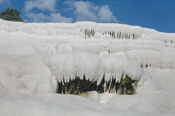 Surface Shimmering Snow White Limestone Shaped Millennia Calcite Rich Springs — стоковое фото