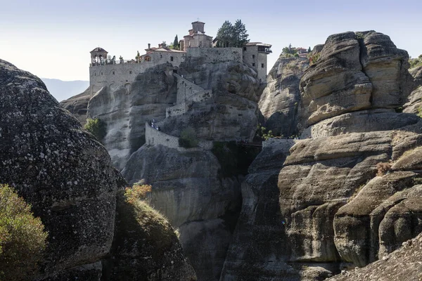 Mysterious Monastery Rousanou Located Rocks Meteora Greece — Stockfoto