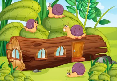 snails and house clipart