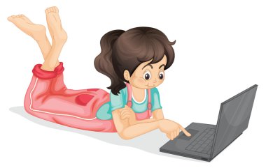 laptop and girl clipart