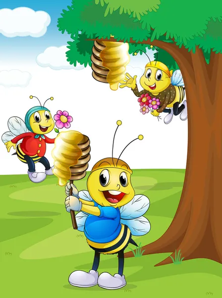 Honey bees — Stock Vector