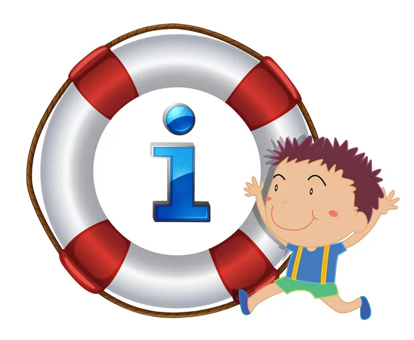 Boy and lifesaver floating — Stock Vector