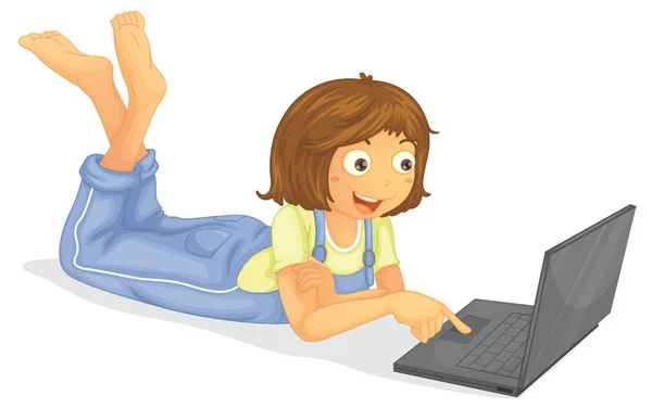 Laptop und Mädchen — Stockvektor