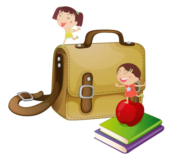 Τα παιδιά με τη σχολική τσάντα — Διανυσματικό Αρχείο