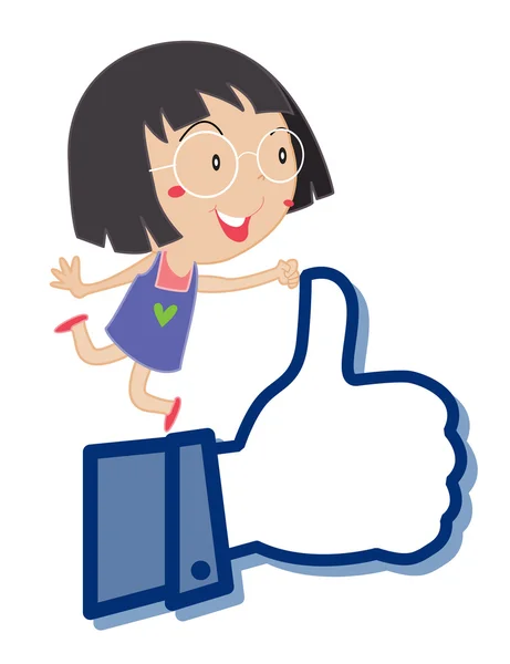 Girl and thumb — Stock Vector