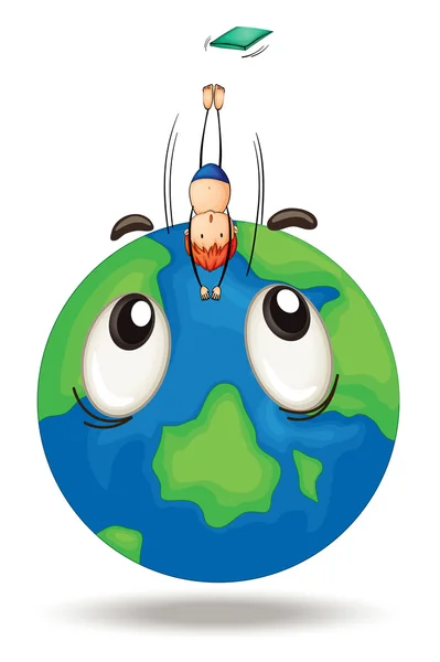 A diving on earth globe — Stock Vector