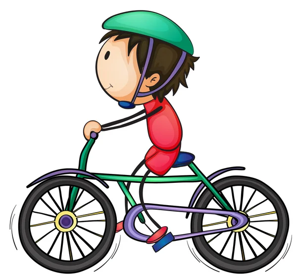 Jongen en fiets — Stockvector