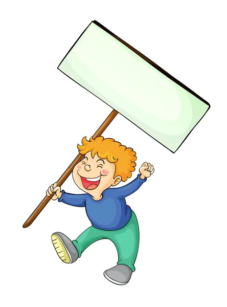 Boy holding white board — Stock Vector