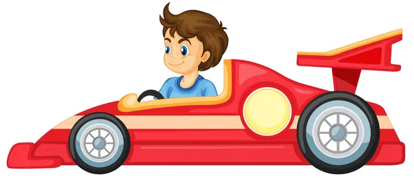 Un chico conduciendo un coche — Vector de stock