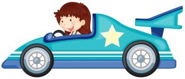 Kız araba kullanıyor.