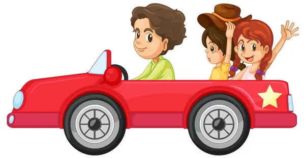 Niños y un coche — Archivo Imágenes Vectoriales