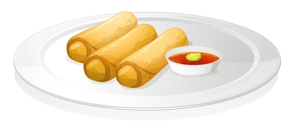 Rollo de pan y salsa — Vector de stock