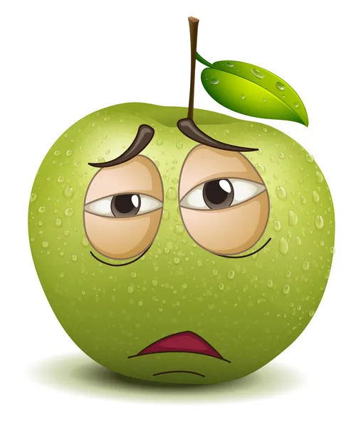 Sad apple smiley — Stock Vector