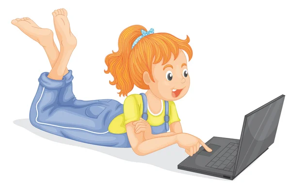 Menina com laptop —  Vetores de Stock