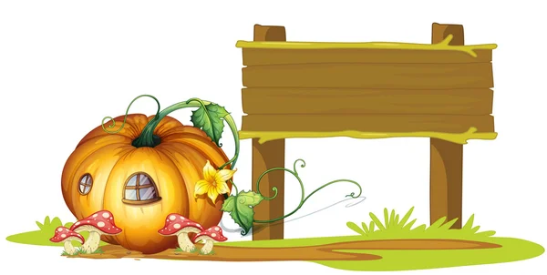 Board and pumpkin house — Stock Vector