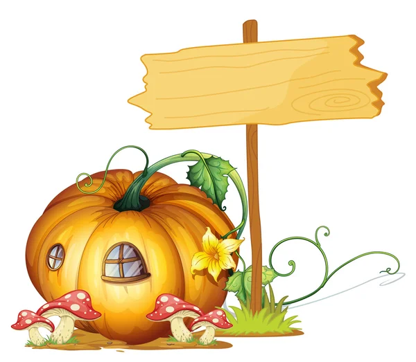 ボードとかぼちゃの家 — ストックベクタ