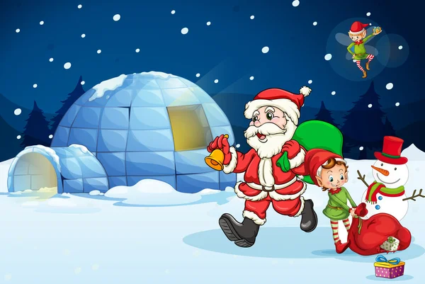 Santa claus en kinderen — Stockvector