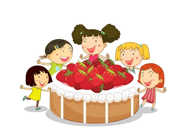 Kids and cake — Stock Vector