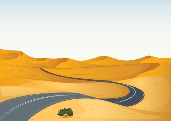 Camino en un desierto — Vector de stock