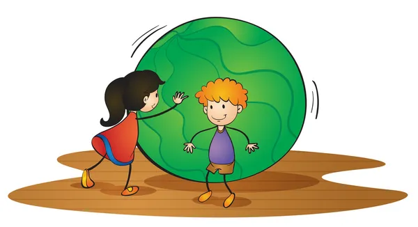 Kids and ball — Stock Illustration Kids and ball Royalty Free Stock Vectors