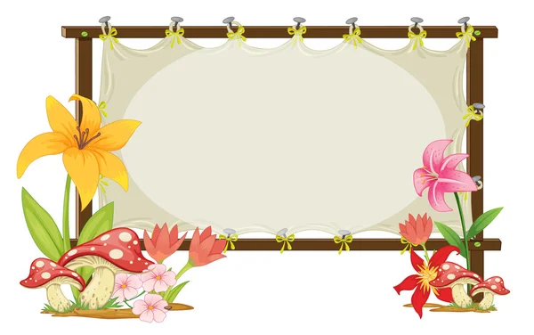 Board and flowers — Stock Vector