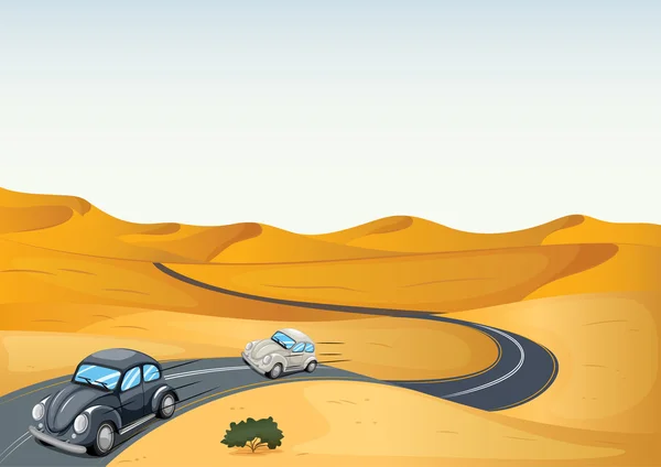 Cars in a desert — Stock Vector