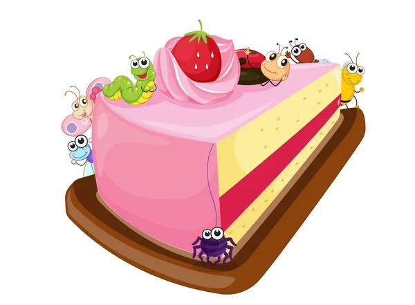 Torta és a különböző rovarok — Stock Vector