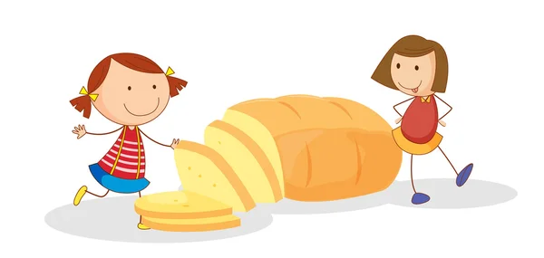 Дівчаток і хліб — стоковий вектор
