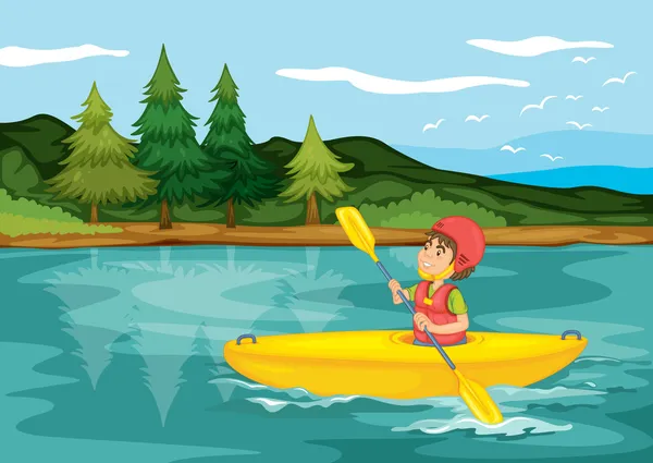 A boy in a boat — Stock Vector