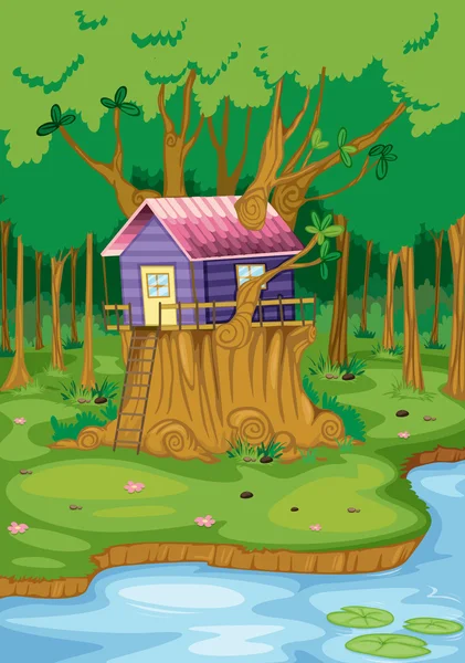 Casa del árbol — Vector de stock