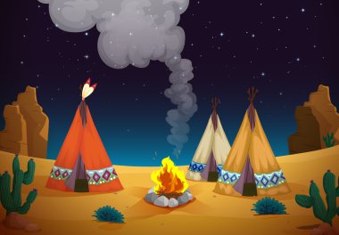 tent house and fire clipart